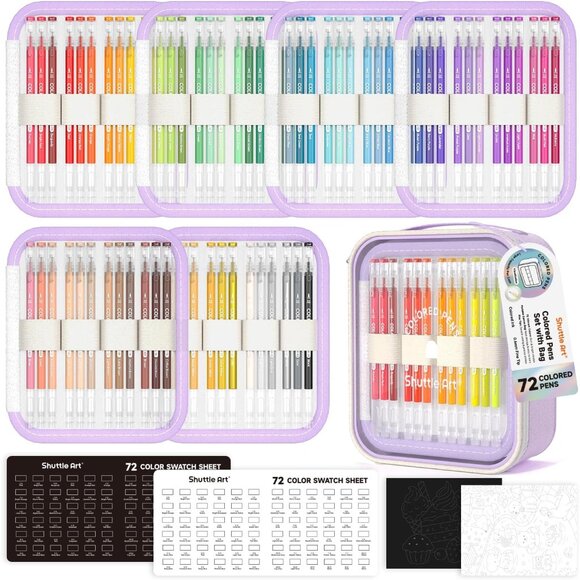 Colored Pens 72 Vibrant Colors Cute Journal Pens 0.6mm Fine Point Colored Gel P